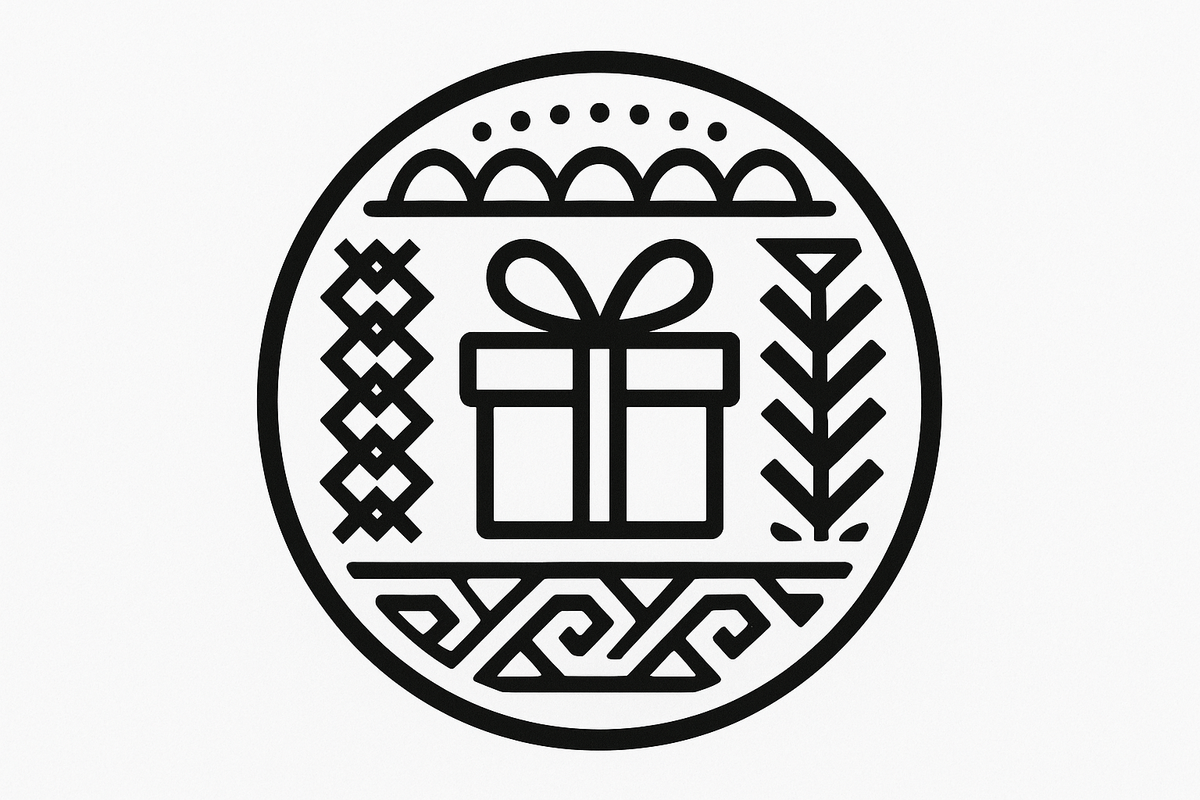 icon only in black no colors. a circle simple yemeni style. symbol a yemeni gift simple style